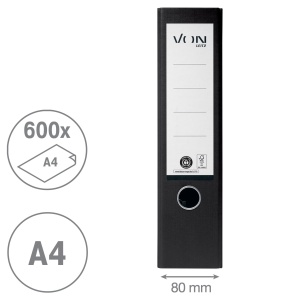 Dosar A4 VON Leitz, 10 bucati, 80 mm latime, reciclat, negru - Img 2