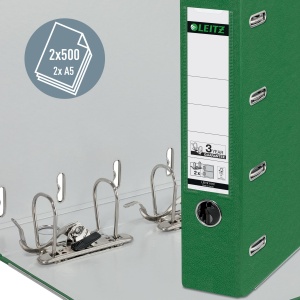 Dosar dublu din plastic Leitz 10120055, verde, 8.2 cm latime spate, pentru A4 - Img 3