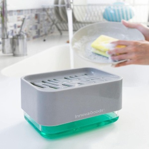 Dozator sapun 2-in-1 InnovaGoods Pushoap 330 ml Compact VerdeGri