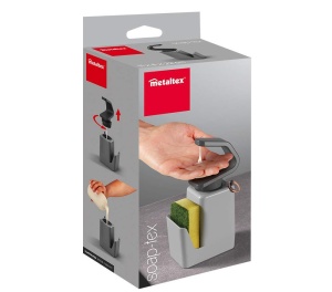 Dozator sapun Metaltex Soaptex 400 ml cu suport pentru burete si inel baza anti-alunecare - Img 4
