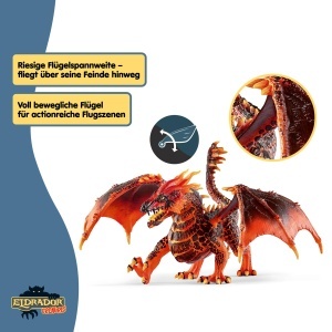 Dragon de Lava Schleich ELDRADOR 70138, 20 x 14 x 15 cm, cu aripi mobile - Img 5