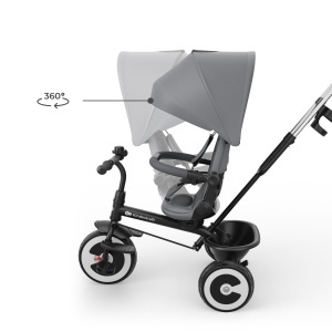 Dreirad Kinderkraft Aston 2 PRO, 360 Rotire, Verdeck Reglabil, Gri - Img 5
