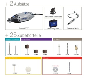 Dremel 3000 Multifunctional 130W Set cu 2 Accesorii si 25 Piese Viteza Variabila 10000-33000 RPM - Img 2