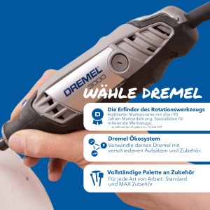 Dremel 3000 Unealta multifunctionala 130W, set de 1 atasament, 25 accesorii, viteza variabila 10.000-33.000 rpm pentru taiere, slefuire, gravare, lustruire, ascutire, curatare, sculptura - Img 6