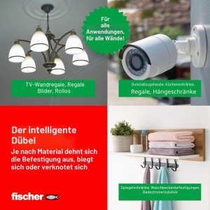 Duble cu surub Fischer DuoPower 6 x 30 mm, 100 bucati, pentru zidarie si gips-carton - Img 4