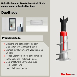 Dublu Dublu cu Auto-Borare fischer DuoBlade, 44 mm, 40 bucati - Img 4