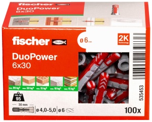 Dublu fixator fischer DuoPower 6 x 30, 100 bucati, putere mare, utilizare universala - Img 2