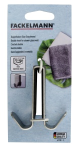 Dublu Haken pentru Perete de Sticla Fackelmann 4,5 x 7 cm - Otel Inoxidabil, TPE Antisoc - Img 4