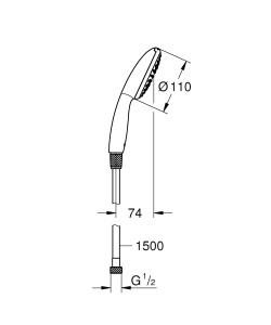 Dus cu dusca GROHE Vitalio 110, crom, 8lmin, 1,5m furtun - Img 4