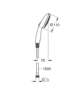 Dus cu mana GROHE Vitalio Start 110, 2 tipuri de jet, crom, 1.5m - Img 4