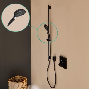 Dus cu mana hansgrohe Raindance Select E, 120mm, 3 tipuri de jeturi, Mattschwarz - Img 2