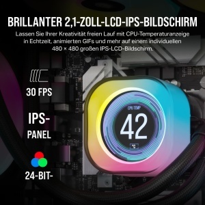 Ecran LCD AIO CORSAIR iCUE LINK - 2.1, 480x480, 24 LED-uri RGB, Negru - Img 4