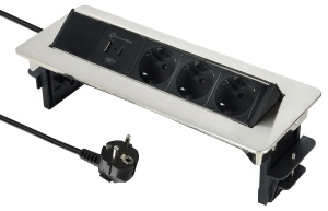 Electraline 62570 Priza Incorporabila Pop-Up 3 Prize 2 USB Fast Charge 155W Cablu 2m