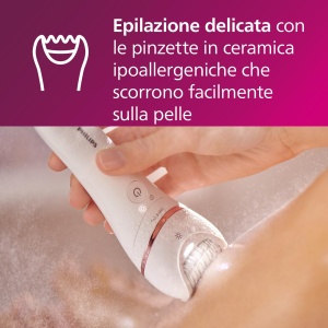 Epilator Philips seria 8000, epilator umed si uscat fara fir pentru picioare si corp, dispozitiv de indepartare a parului, cu 8 accesorii, aparat de ras, aparat de tuns par lung si dispozitiv de exfoliere corporala, (BRE735/00) - Img 4