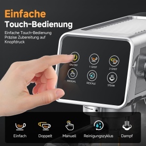 Espressor cafea AMZCHEF cu 20 Bar, 1350W, cu touchscreen LED si spumator de lapte - Img 5