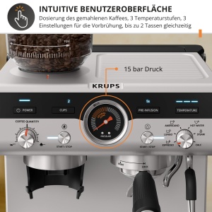 Espressor cafea Krups Precision XP801T10, manual, cu mojar, 30 setari de macinare - Img 6