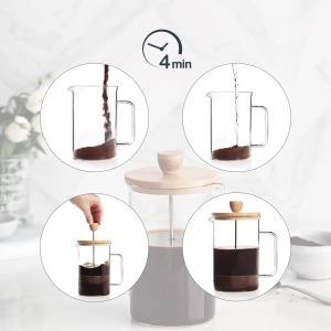Espressor cafea Lacor 62161, 1L, 8 cesti, inox si bambus - Img 4