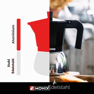 Espressor cafea Monix Induction Inox, inox si aluminiu, 13 cm, rosunegru - Img 3