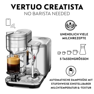 Espressor cafea Nespresso Sage Vertuo Creatista, inox, 5 dimensiuni de cafea - Img 2