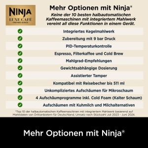 Espressor cafea Ninja Luxe Premier 3-in-1, 25 setari de macinare, argintiu - Img 9
