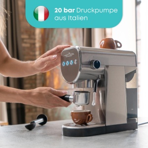 Espressor ProfiCook(r) 2 in 1 | Capsule de cafea si pudra de espresso | Masina de portafiltru 20 bar Pompa italiana | incl. duza de spumare a laptelui | Portafiltru pentru espresso traditional | PC-ES 1265 - Img 3