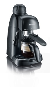 Espressor SEVERIN, aparat de cafea mic pentru pana la 4 cani de espresso, aparat de cafea cu spumant de lapte pentru specialitati de cafea-lapte, ideal pentru persoane singure, negru, KA 5978