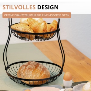 Etajera pentru fructe Westmark Doppio, 2 niveluri, neagra, 32.5 x 34.5 cm - Img 6