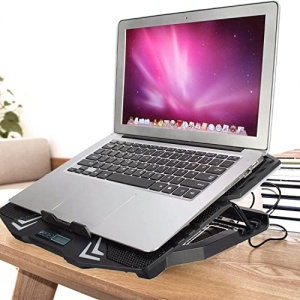 Ewent EW1259 Gaming Laptop Cooler 12-17 inch, 5 ventilatoare silentioase cu LED-uri albastre, 2 porturi USB, pad de racire, suport pentru notebook Cooler Pad Cooling Pad Cooling Mat, negru - Img 10