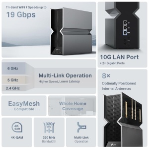 Extensor WiFi TP-Link RE800BE, Tri-Band, 19 Gbps, 8 antene interne - Img 2