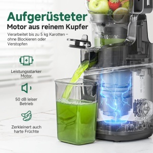 Extractor de suc AMZCHEF, 150 mm, motor 250 W, capacitate 2 litri - Img 7