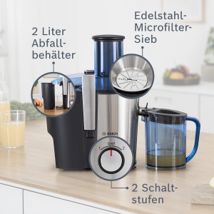 Extractor de sucuri Bosch VitaJuice 3 MES3500, 700W, 1,25l, albastrusilver - Img 3