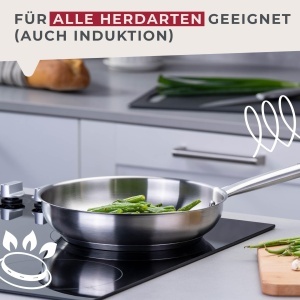 Fackelmann Bratpfanne 24 cm din otel inoxidabil compatibila inductie rezistenta la temperaturi inalte - Img 5
