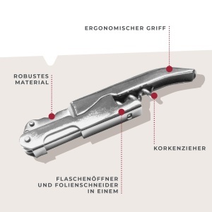 Fackelmann Doublepull Korkenzieher Essential 3 in 1 Otel Inoxidabil Argintiu - Img 2