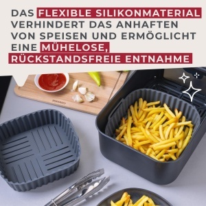 Fackelmann Forma din Silicon pentru Friteuza cu Aer Cald 19 cm Gri Rezistenta la Temperaturi Inalte - Img 6