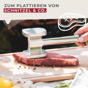 Fackelmann Fragezitor de carne cu manere moale pentru a preveni alunecarea - Ciocan de carne cu suprafata aspra si neteda - Aplatizator de carne pentru placare si atingere, negru - Img 4