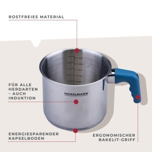 Fackelmann Milchtopf Essential 14 cm Otel Inoxidabil Maner Ergonomic - Img 2