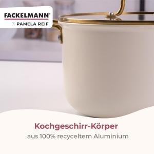 Fackelmann Oala Cu Capac 24 cm Pastel-Beige 55L Aluminiu Recycled - Img 8