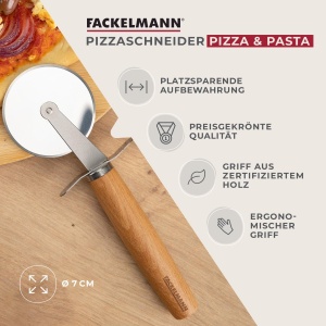 Fackelmann Pizzaschneider 21 cm Lama din otel inoxidabil Maner ergonomic din lemn de fag - Img 2