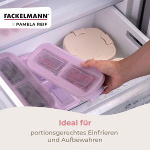 Fackelmann x Pamela Reif Set 2 Recipiente Congelare 250 ml Lavanda Silicon Rezistent - Img 5