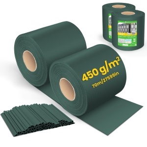 Fasi de protectie VOUNOT din PVC 140m x 19cm, 80 clipsuri, culoare verde