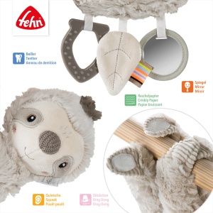 Fehn Activity Faultier 042320 Jucarie Motorica pentru Bebelusi 0 luni cu Sunete si Material Mix - Img 3