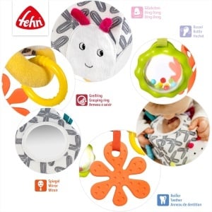 Fehn Activity-Wurfel Raupe Cub de Activitate pentru Bebelusi cu Elemente Sensoriale 10x10 cm - Img 3