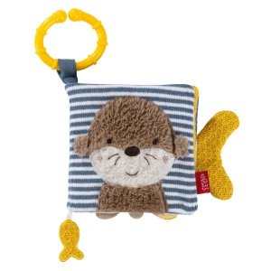 Fehn Cloth Book Otter - Carte de sentimente cu motive de animale: 8 pagini cu culori si functii interesante pentru a simti, a prinde si a te minuna - un partener perfect pentru acasa si in deplasare de la 0+ luni