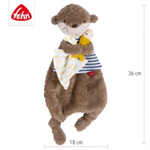 Fehn Cuddly Blanket Otter - Playmate, Sleeping Aid & Stuffed Animal Comforter cu capete de vidra pentru a apuca, simti, imbratisa si iubi bebelusii si copiii mici de la 0+ luni - Img 3