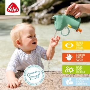Fehn Giess-Krokodil 050073 Jucarie de baie pentru bebelusi si copii material impermeabil 16 cm - Img 2