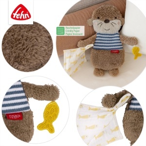 Fehn Knister-Otter 047097 Jucarie interactiva pentru bebelusi cu raschelpapier si materiale diverse - Img 5
