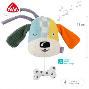 Fehn Mini-Spieluhr Hund 044010 Jucarie muzicala din bumbac organic melodia Guter Mond - Img 5