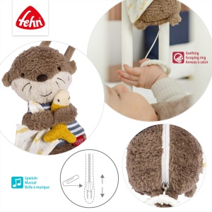 Fehn Mini Spieluhr Otter 047011 Jucarie muzicala pentru bebelusi cu melodia Brahms Wiegenlied - Img 5