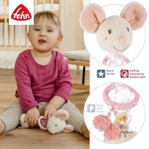 Fehn Regenmacher Maus 045086 Jucarie interactiva pentru bebelusi cu efect Glow-in-the-dark - Img 5