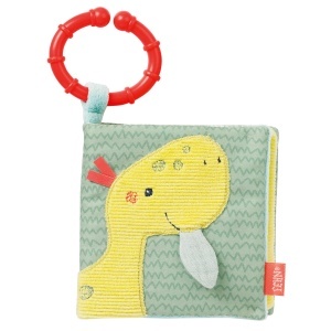 Fehn Stoffbuch Happy Dino 051148 Jucarie din Material Textil cu Motive Dinozauri pentru Bebeti si Copii 0 luni
